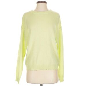 Whiskey x Leather Distressed, Lightweight Chartreuse Green Cashmere Sweater